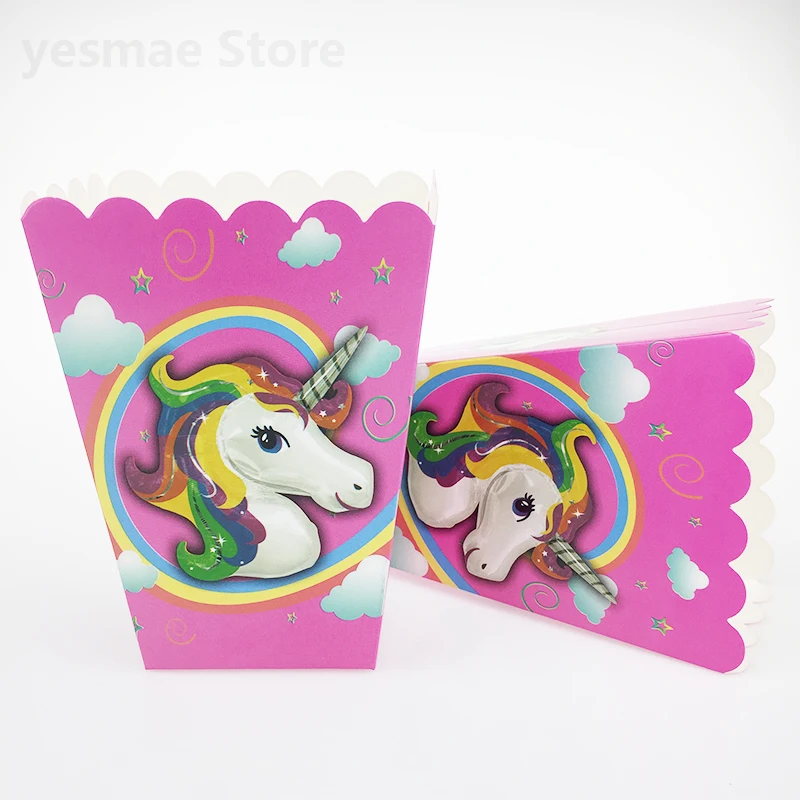 6 шт./лот чашки для попкорна в виде единорога милые розовые одноразовые бумажные