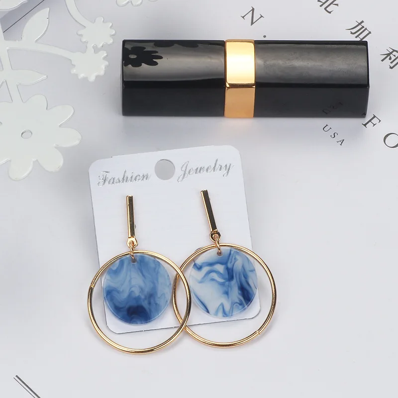 Женские акриловые серьги подвески длинные из сплава с модным узором ювелирные