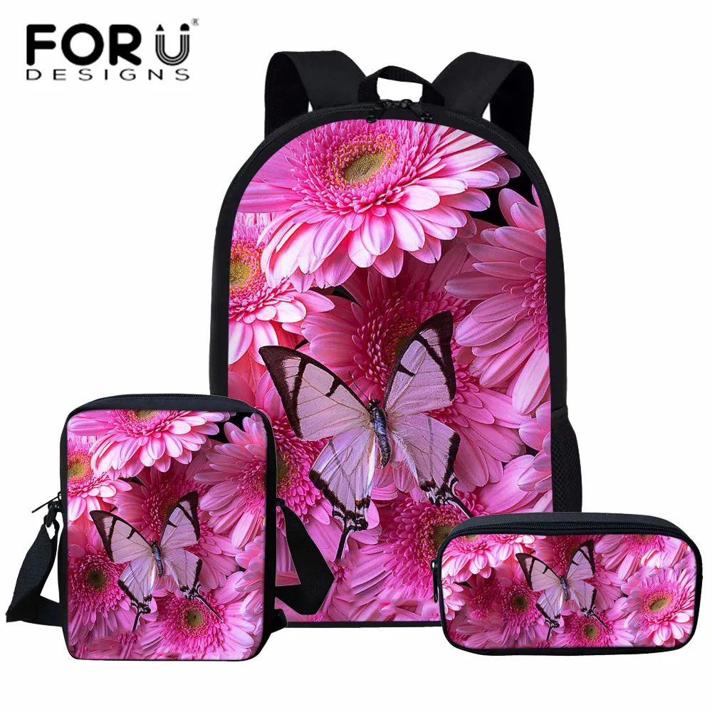 FORUDESIGNS/3 шт./компл. школьная сумка с милыми бабочками для девочек подростков
