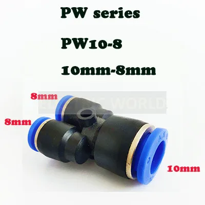 PW10-8 "Y" Пневматический соединитель фитинг тройник Union Push In фитинг для пневматической трубы соединения OD 4 6 8 10 12 14 16 мм пневматические фитинги PY PW - Цвет: PW10-8