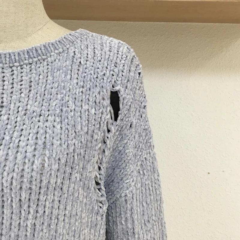 Женский свитер оверсайз из мягкой синели свободный трикотажный большого размера