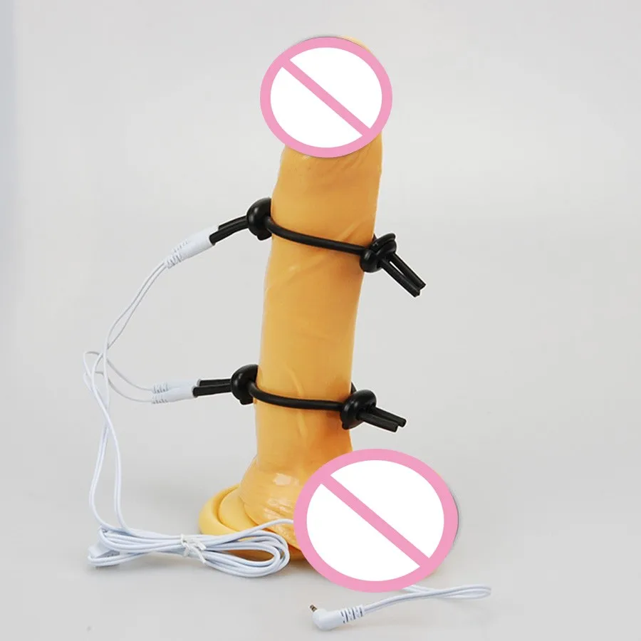 Аксессуары с электрическим током Силиконовое кольцо для пениса электро-шок