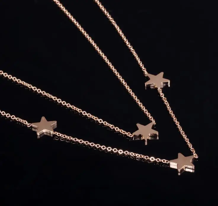 Luxury Classic Titanium Stainless Steel Rose Gold Color Star Necklace Pendant Women Jewelry Birthday gift | Украшения и