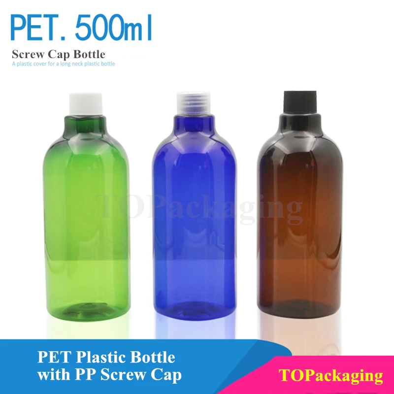 20 x 500ml Screw Cap Bottle Sample Lotion Essence Oil Make up Shampoo Bottling Empty Plastic Cosmetic Container | Красота и здоровье