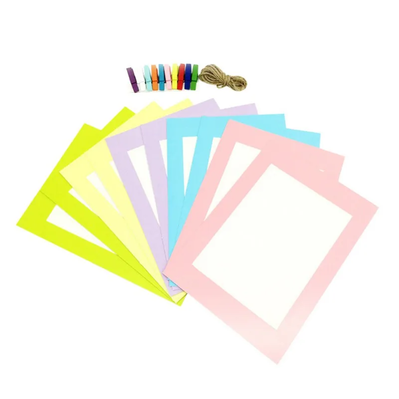 B Home Decoration DIY Creative Hanging Paper Photo Frame 7 Inch Fluorescent Panorama Cartoon Floral Time Display Cardboard Clips - Цвет: B