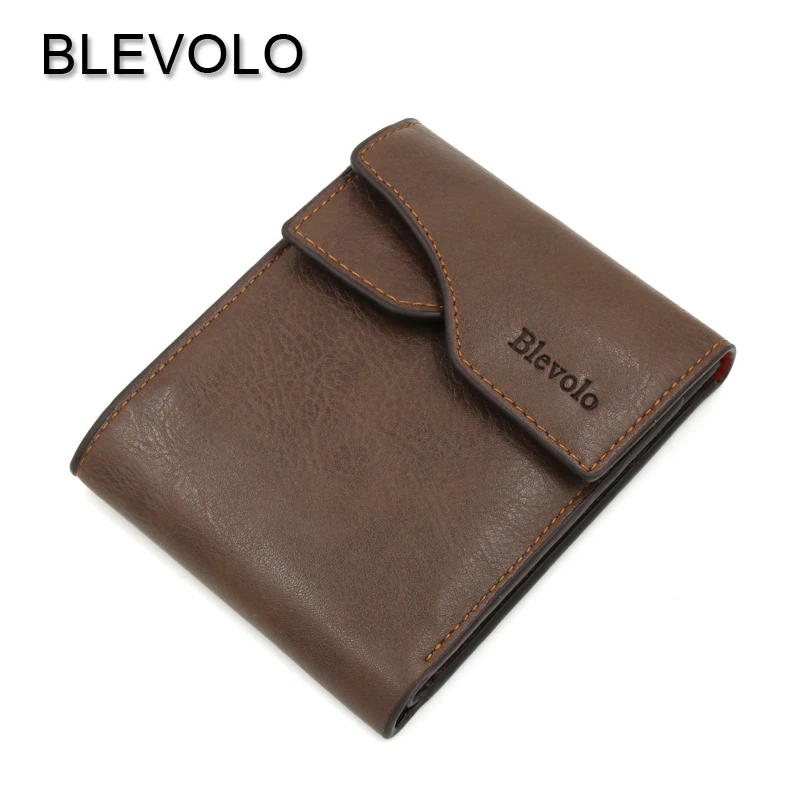 

BLEVOLO Famous Designer Men Wallets Vintage Hasp Money Pocket SIM Card Photo Holder Wallet Men's Leather Short Purses 3 Color