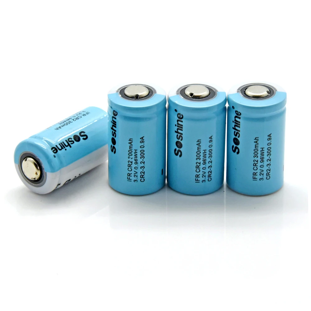 4 шт. литиевая батарея Soshine 3 2 в 300 мАч CR2 перезаряжаемая LiFePO4|lithium battery|rechargeable
