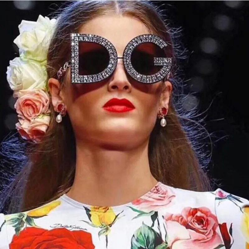 Солнцезащитные очки оверсайз с кристаллами 2018 Женские Модные оттенки роскошные