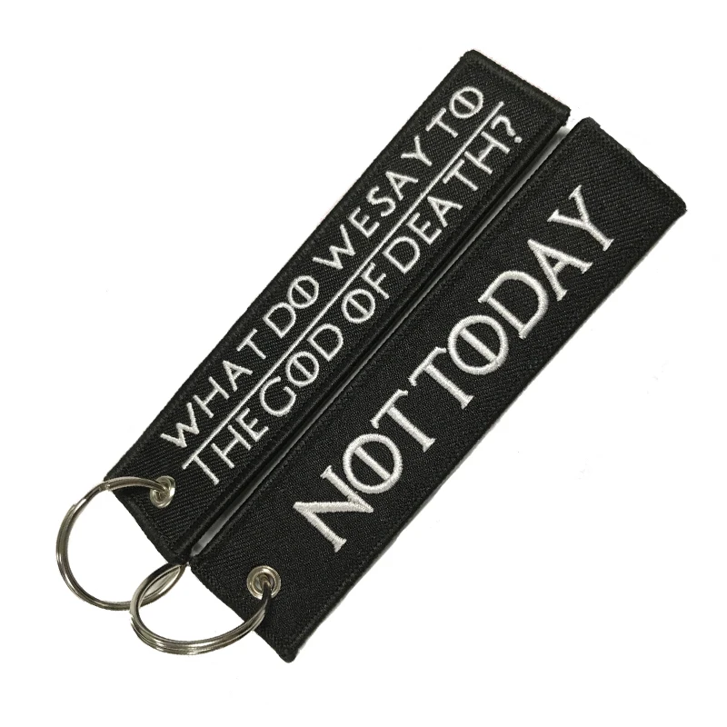 

WHAT DO WE SAY TO THE GOD OF DEATH keychain for Motorcycles and Cars Embroidery OEM Key chain keyring Key tags брелок llaveros