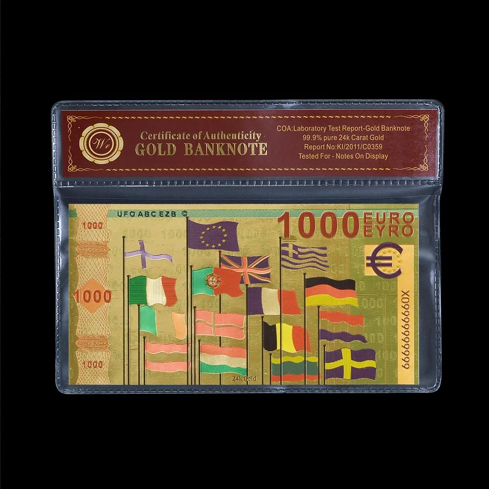 Золотой красочный бумажный банкнот 1000 в европейском стиле подарок для с рамкой |