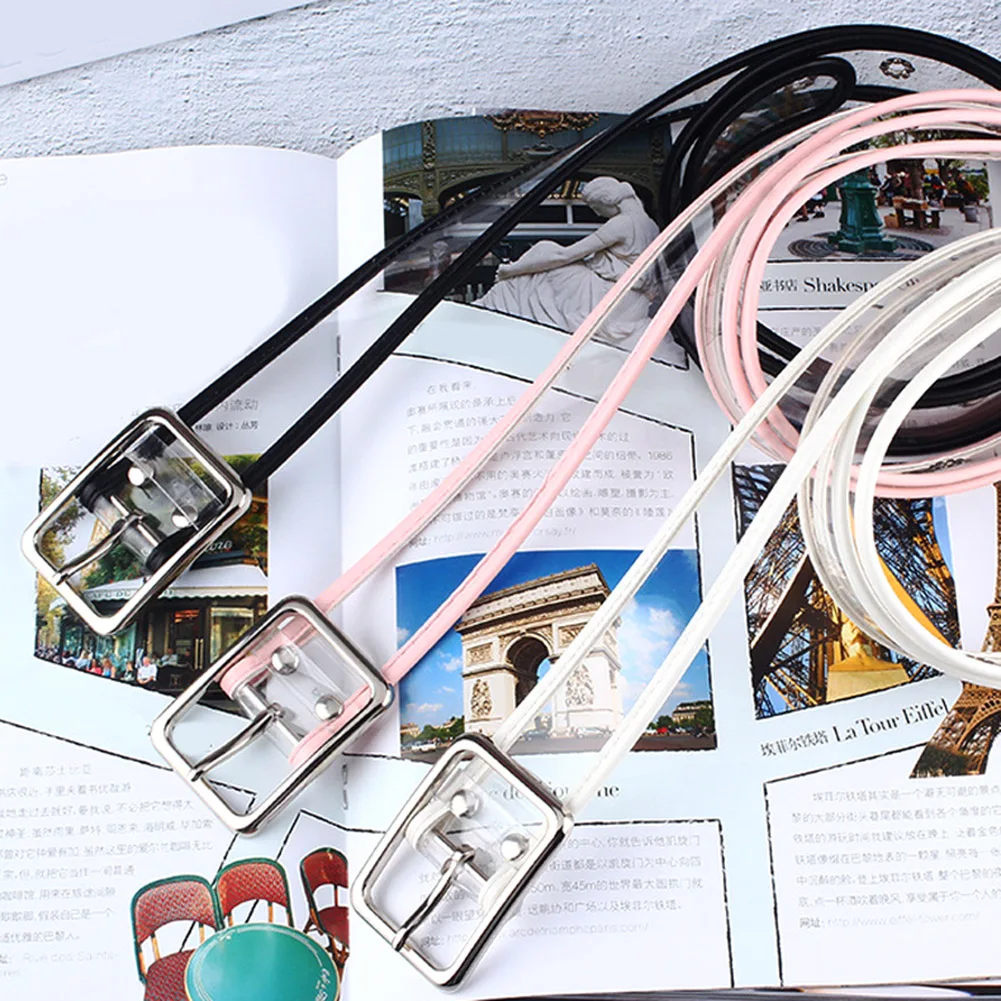 

women Casual Transparent heart belt Ring Metal Buckle Belt Harajuku waistband clear belt Fashion Jeans Women Straps female belt