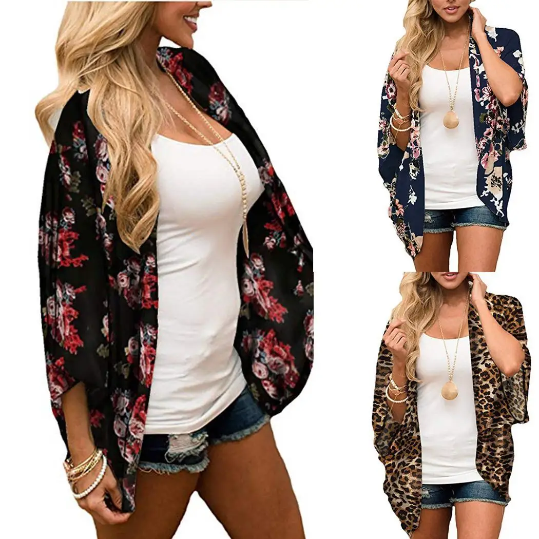 Женский Повседневный рукав реглан с принтом свободный открытый стежок пляжный