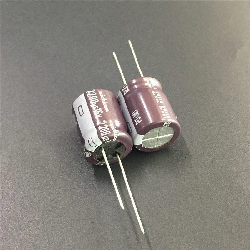 Алюминиевый электролитический конденсатор NICHICON серии PJ, 16x20 мм, 2200 мкФ, 16 В, низкая импедансность и долгий срок службы, 20 штук.