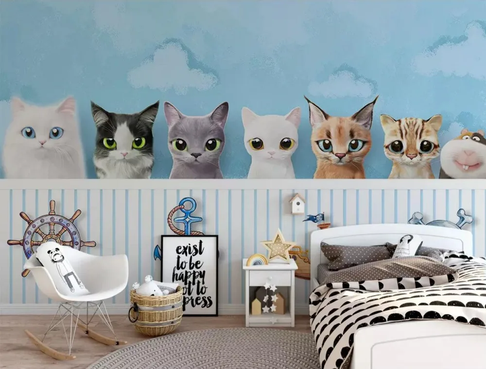 

[Self-Adhesive] 3D Cat Captain Cartoon 6 Wall Paper mural Wall Print Decal Wall Murals