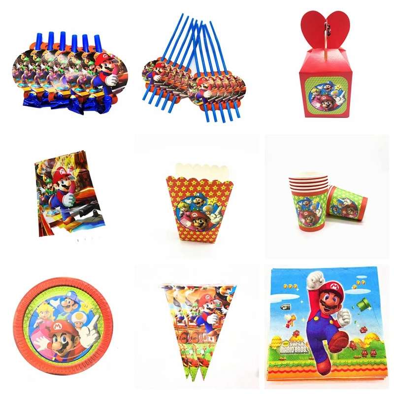 Тема &quotСупер Марио&quot одноразовые тарелки салфетки для стаканчиков Братья Марио