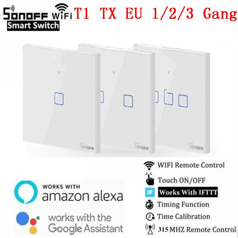 Умный настенный сенсорный светильник ель Sonoff T1 ЕС Великобритания Wi Fi 1 3 клавиши TX
