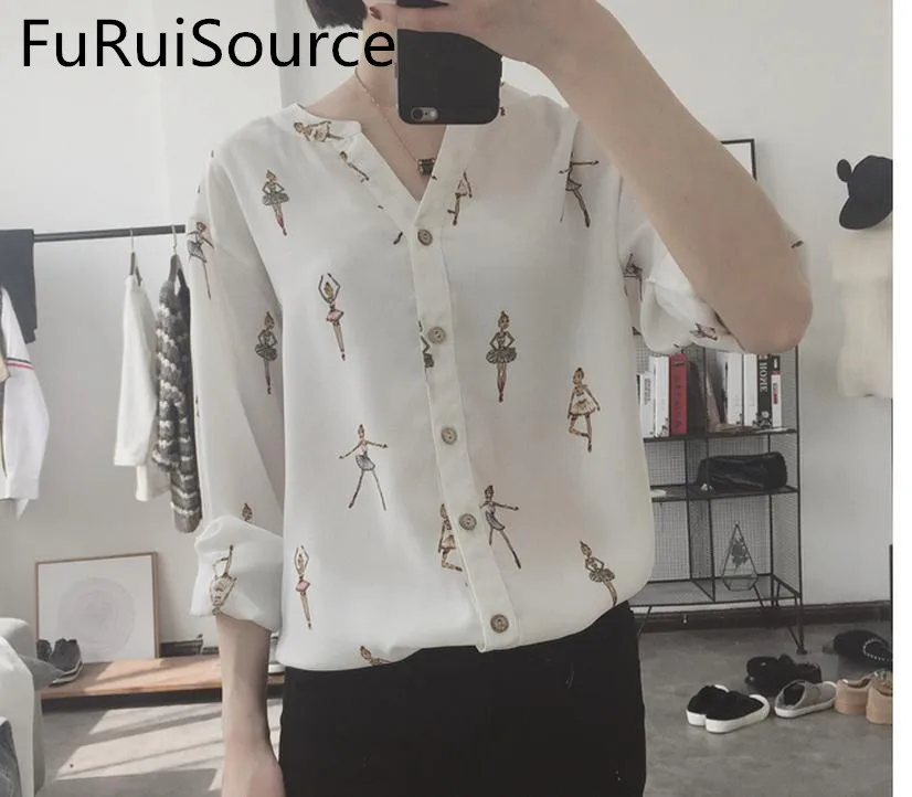 The new girl chiffon long sleeve shirt 2017 of spring clothing |