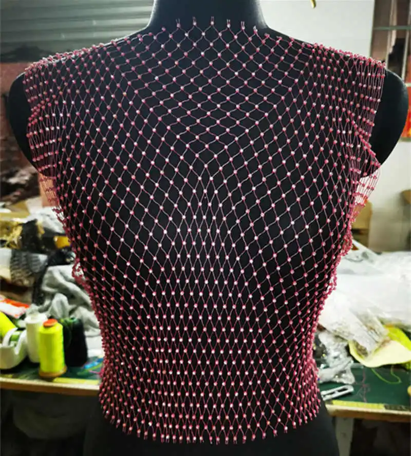 Pink O-neck Сексуальная блестящая кристальная сетчатая цепочка для тела для женщин, Летний Пляжный полый нагрудный браслет с кольцом, массивное ювелирное изделие - Окраска металла: Pink O-neck