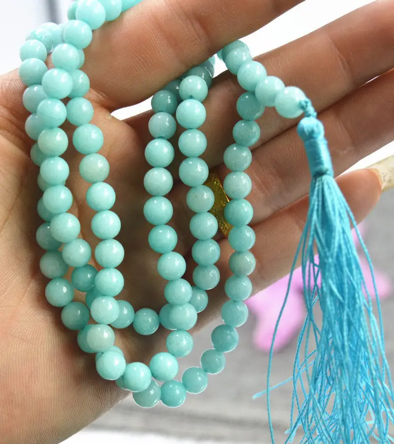 

HOT Jewelry 6mm stone Buddhist Amazon 108 Prayer Beads Mala Bracelet Necklace AA jade Jewelry crystal