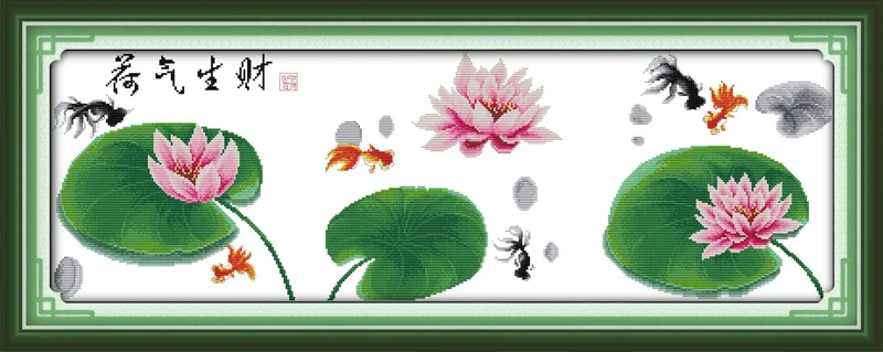 Гармония (Лотос) приносит богатство вышивки крестом комплект 14ct 11ct печати холст