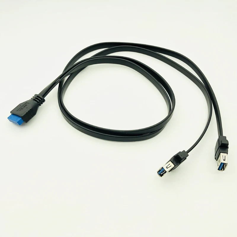 

H1111Z Connector USB 3.0 Panel Mount Dual Port USB 3.0 Female Screw Panel Mount to Motherboard 20 Pin Header Flat Cable Cord NEW