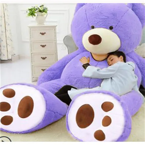 purple Плюшевый медведь, огромный Американский гигантский медведь, кожа, плюшевый медведь, пальто хорошего качества, мягкая игрушка для девочек - Цвет: purple