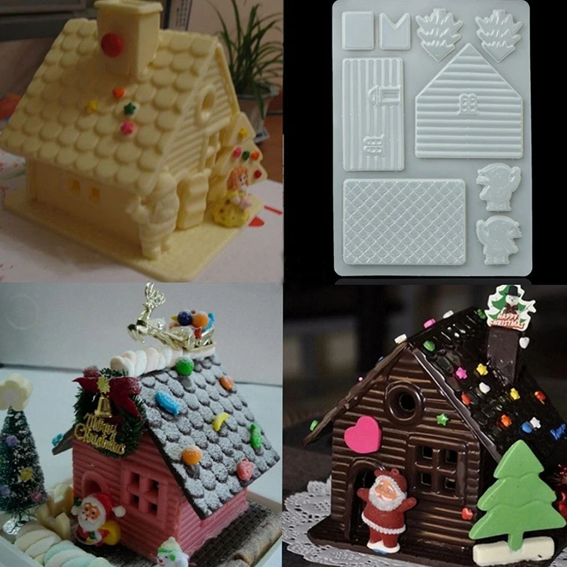 New Style Cake Mold DIY 3D Christmas House Fondant Chocolate Mould Xmas Cutter Decor 1PC Hot Sale | Дом и сад