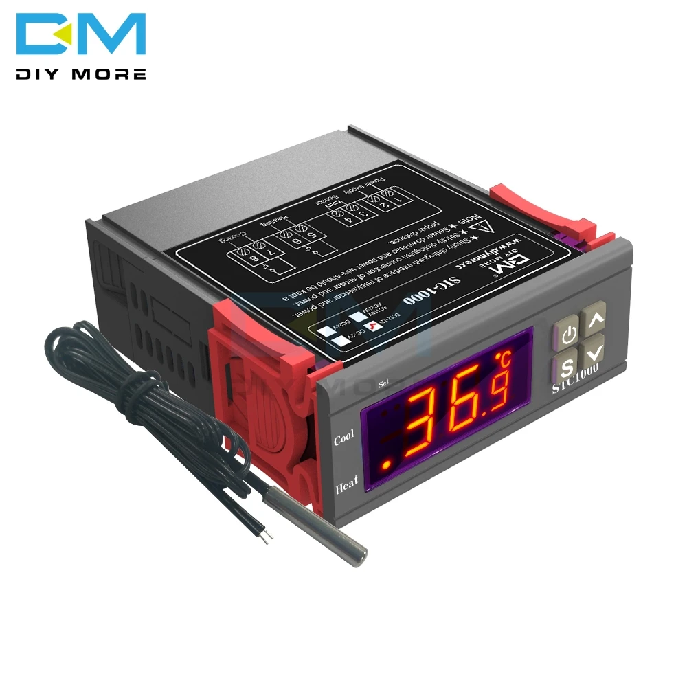 Цифровой светодиодный регулятор температуры STC-1000 DC 12-72 в терморегулятор