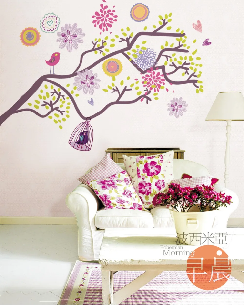 

Dream garden The bedroom background decoration quality environmental protection PVC wall stickers