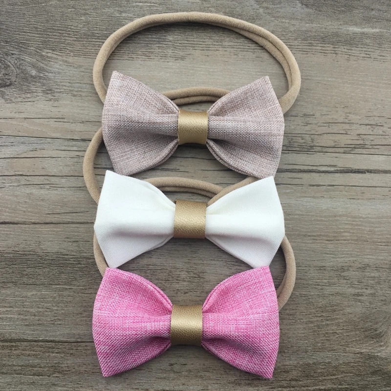 Милая нейлоновая повязка на голову с бантом ручной работы для маленьких девочек