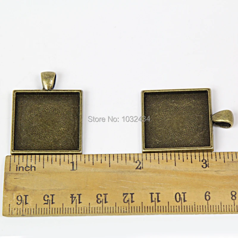 

100pcs/lot Square Cabochon Setting Trays Pendant Blanks Plated 1"