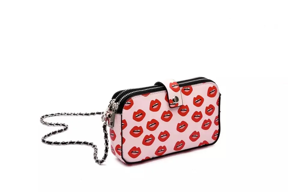 

Designer Handbags 2019 New Casual Cartoon lips print Wallet-style Chain Bag Messenger Bags
