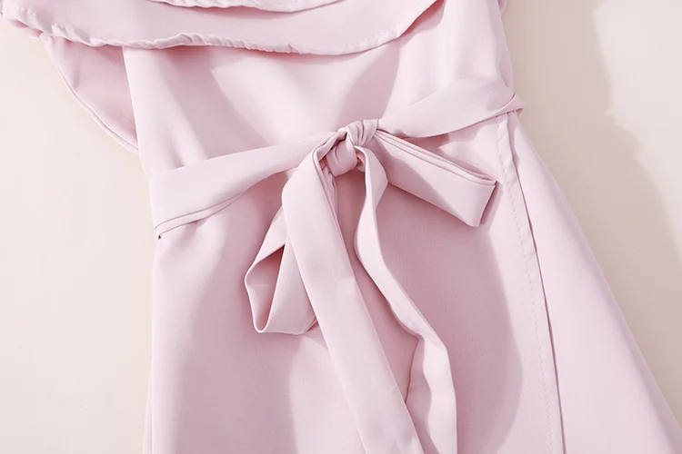 Korobov Korean Double Ruffles Slash Neck Dress Women High Waist Lacing Bow Elegant Dresses Slim Irregular Split Vestidos 77543 | Женская