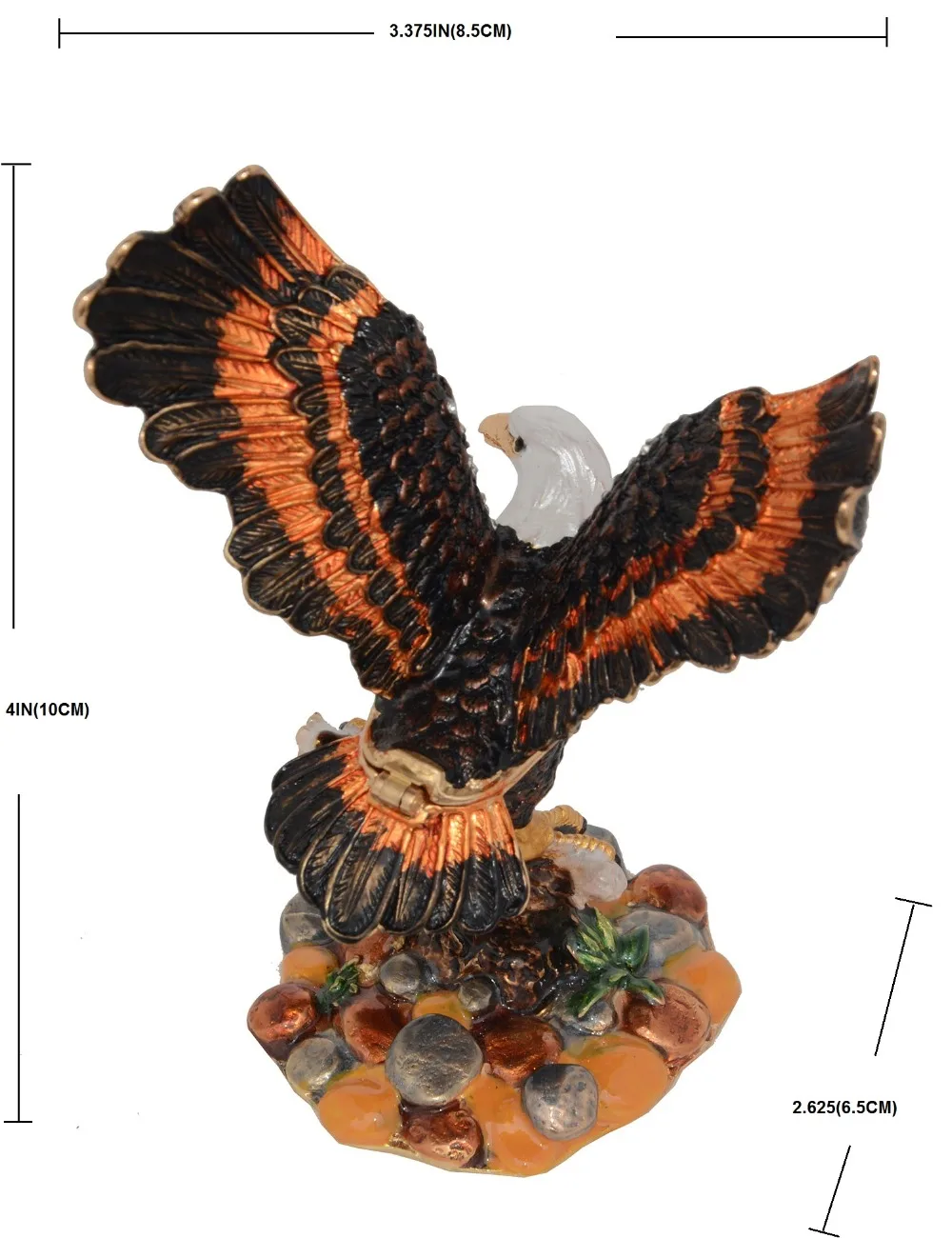 

Bald Eagles Trinket & Jewelry Box Bird Figurine Pewter Collectible Novelty Gifts for Women Bird Decoration Necklace Holder Metal