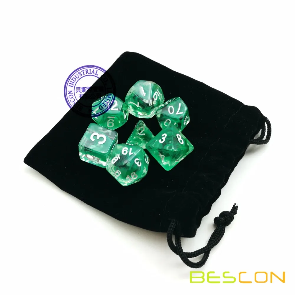 Bescon Nebula многогранный 7 Die набор кристаллов Nebulous Green Dice полный шт d4 d6 d8 d10 d12 d20 d %|dice