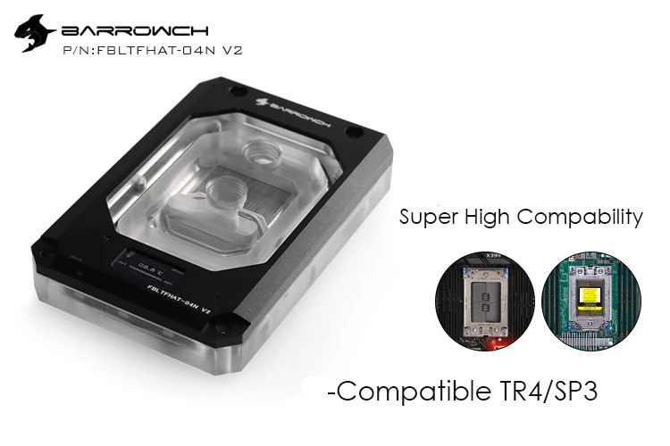 Barrowch OLED дисплей температуры водяного охлаждения FBLTFHAT-04N V2 кулер для процессора AMD Threadripper X399 TR4, SP3 блок процессора