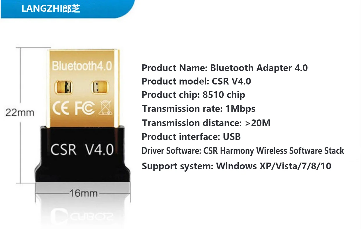 Langzhi USB адаптер Bluetooth APTX для ПК Bluetooth 4,0 ключ аудио Ontvanger Bluetooth Zender для 10/8/XP/Vista