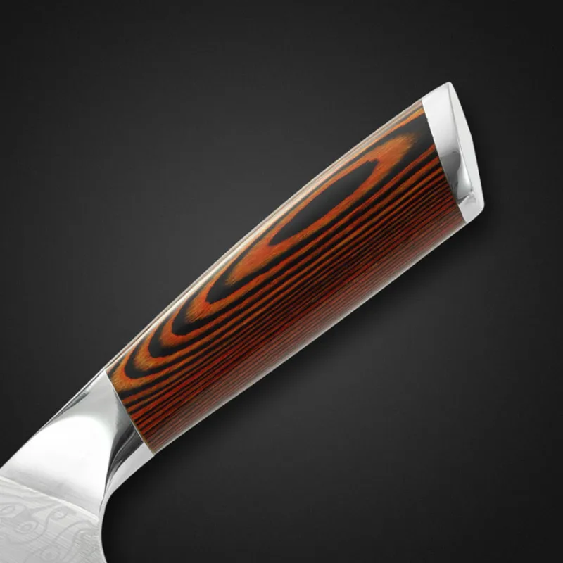 3pcs Kitchen Knives Stainless Steel Damascus laser pattern Knife Paka Wood Handle Fruit Vegetable Meat Cooking Tools Accessorie | Дом и сад