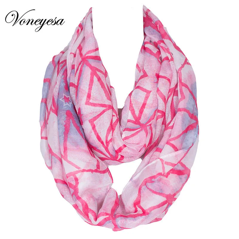 Для женщин кольцо Шарфы для весной и летом полиэстер Снуд шарф печатных