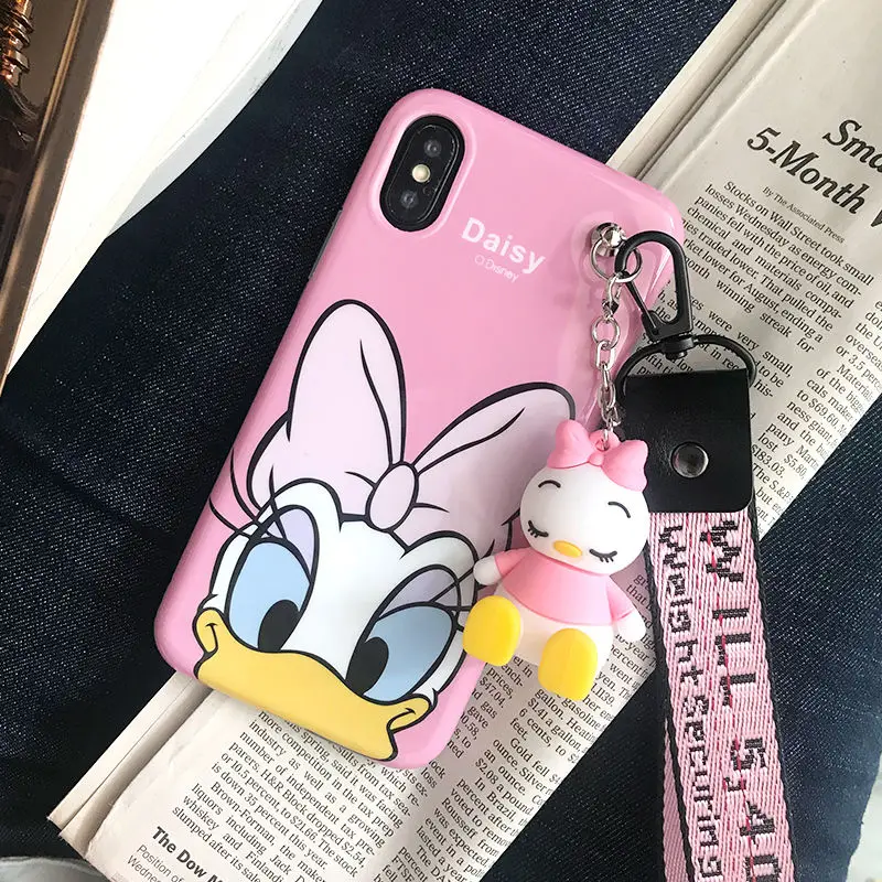 case for For iPhone 7 8 plus 6 6S Cute Winnie Stitch back Cartoon bear cases phone cover+Toys+Strap X XR XS MAX |