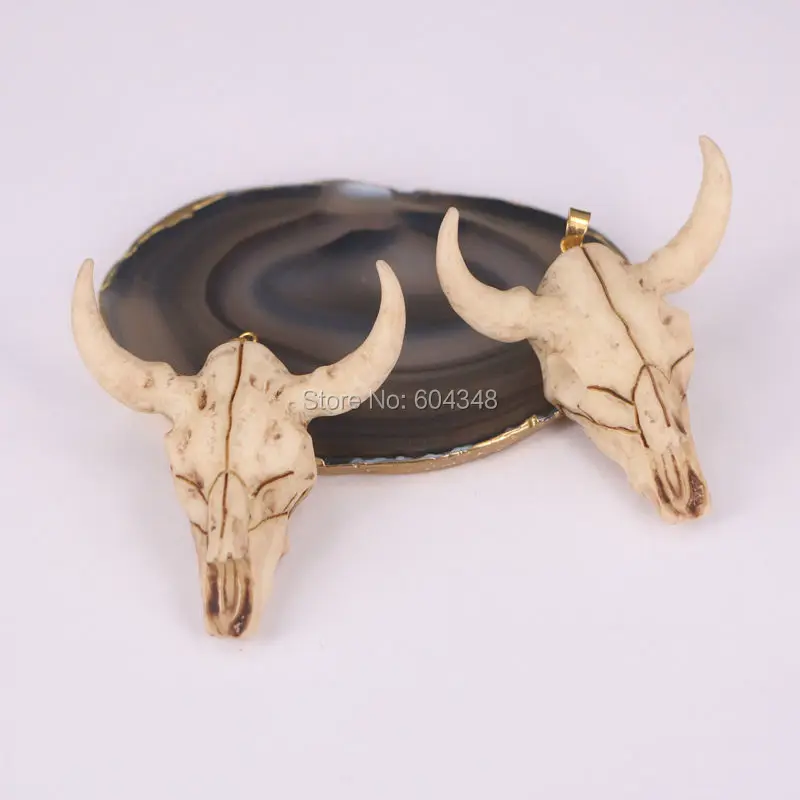 10 шт. подвески из смолы в Форме Головы Быка подвесные бусины форме рога для