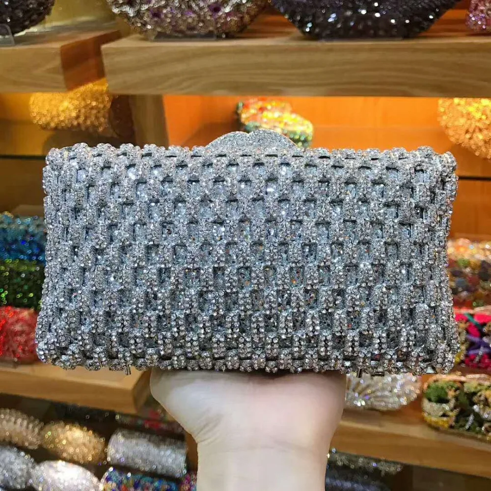 

XIYUAN BRAND red/gold/silver Rhinestone Clutch bag Women Wedding Bag Crystal Evening Bag Party Purse Packet Banquet wallet prom