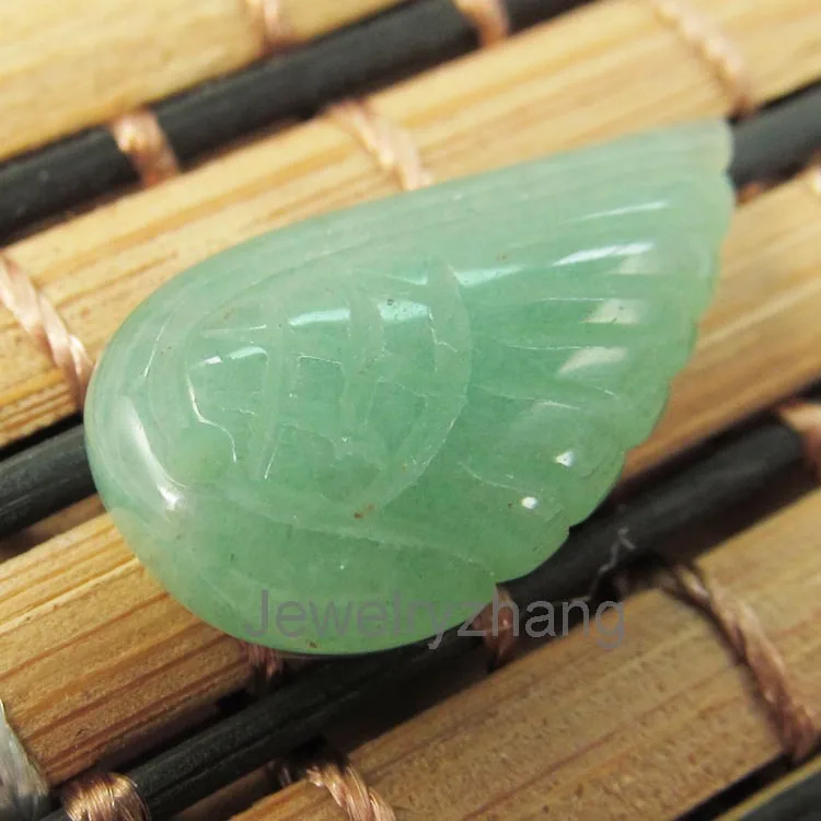 2шт. Модные украшения! Элегантный кулон в форме крыльев ангела с вырезанными из зеленого авантюрина камнями для девушек в подарок.