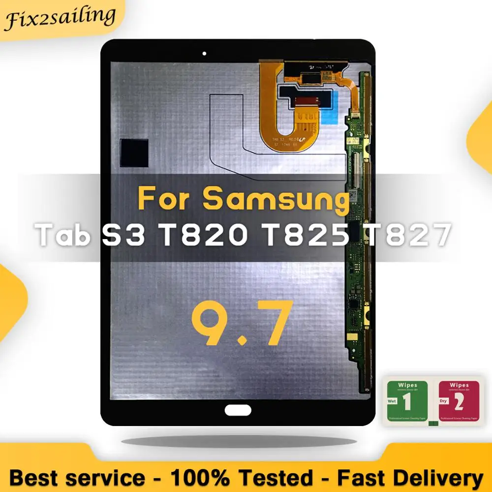 100% протестированный ЖК дисплей для Samsung GALAXY Tab S3 9 7 T820 T825 T827 с сенсорным экраном