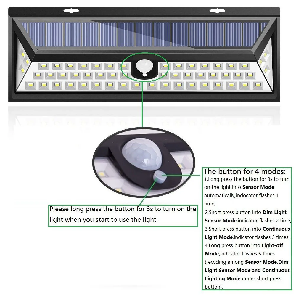 54 LED Solar Powered Energy Outdoor Wall Night Lights Garden with motion sensor Waterproof Yard | Освещение