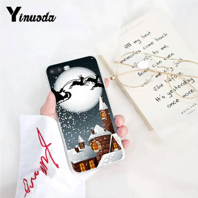 Чехол Yinuoda для iphone 7 XSMAX зимний светлый Снежный Прозрачный чехол телефона iPhone 8 6 6S