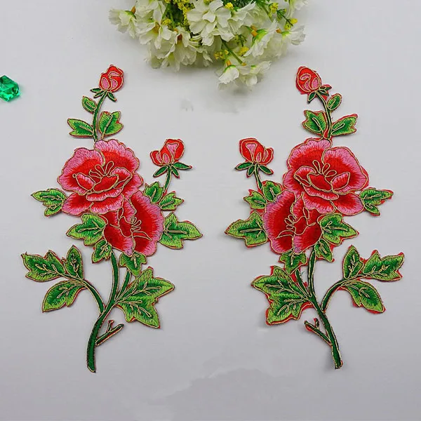 Горячая Пион Роза 1 пара одежда вышитые кружевной ткани приклеивающиеся утюгом