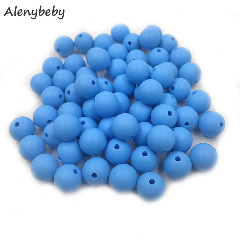 Cornflower blue 100 шт., для пищевых продуктов круглые силиконовые бусы 15 мм детский аксессуар для прорезывания зубов игрушка DIY соска цепи уход детский прорезыватель BPA бесплатно - Цвет: Cornflower blue