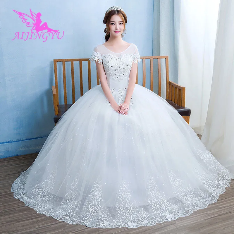 

AIJINGYU 2021 ivory Customized new hot selling cheap ball gown lace up back formal bride dresses wedding dress WK464