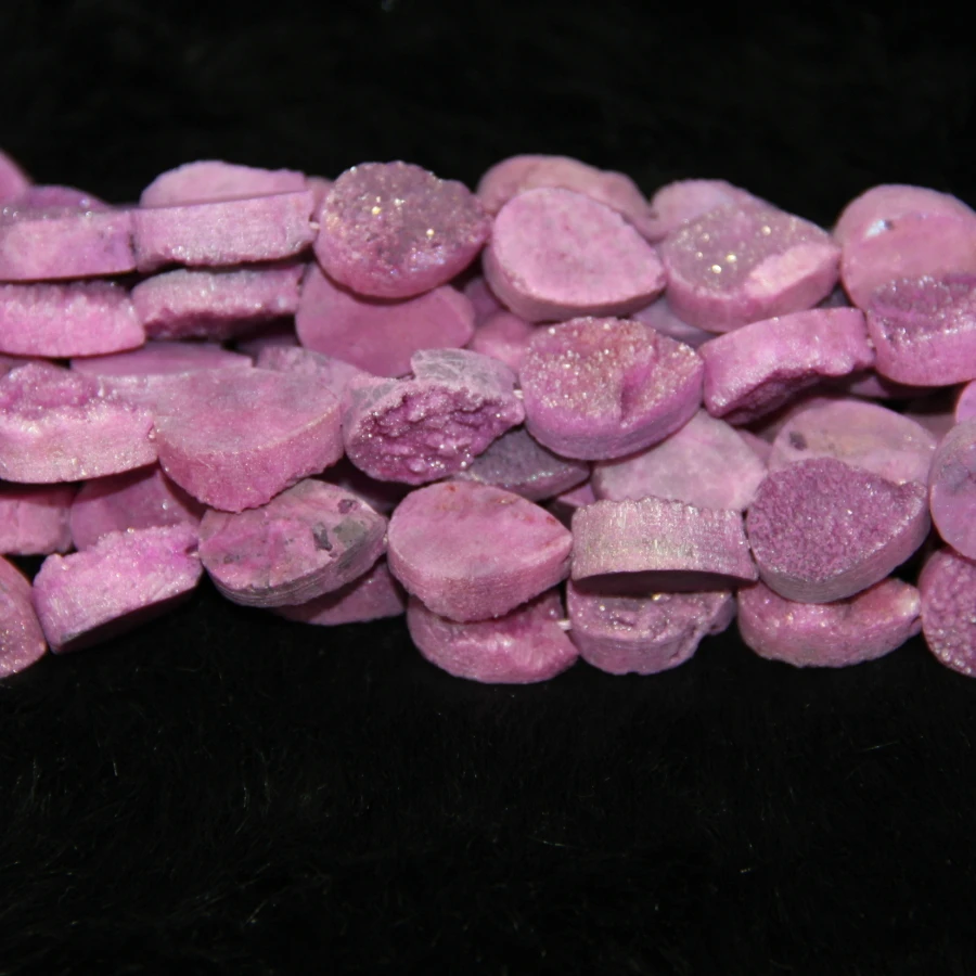 

1 Full Strand Pink Dyeing Electroplating Druzy Stone Beads for Pendant Waterdrop Preferred Choice of Merry Christmas Present